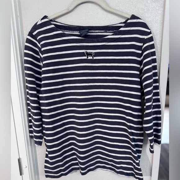 The Black Dog White and Dark Gray Striped 3/4 Sleeve Tunic - Picture 1 of 5